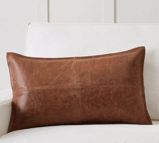 Leather Throw Pillow | Home Decor | Rustic Farmhouse | Decorative Pillows | Fine Leather Cushion | Brown Accent Pillow | Lambskin Leather