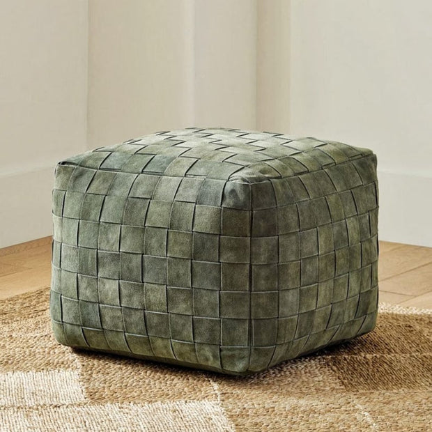 Suede Pouf/Leather Pouf /pouf handcrafted/Ottoman pouf/handmade puff/Moroccan pouffe/Square Poufs+Free Gift with every purchase