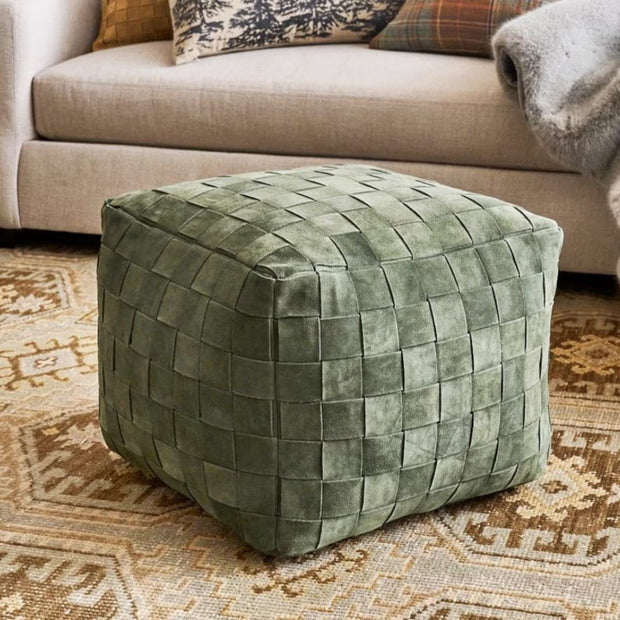 Suede Pouf/Leather Pouf /pouf handcrafted/Ottoman pouf/handmade puff/Moroccan pouffe/Square Poufs+Free Gift with every purchase