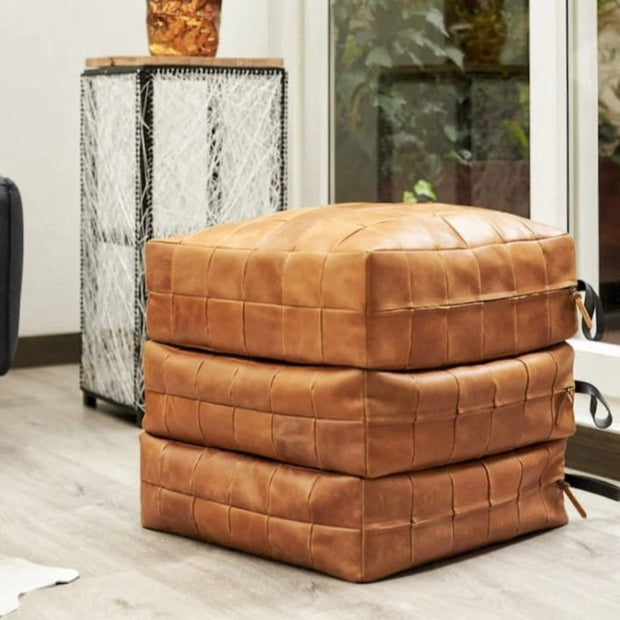 Amazing pouf square Ottoman Pouf Moroccan leather, ottoman square pouf, handmade footstool square pouf Moroccan unstuffed+Free gift